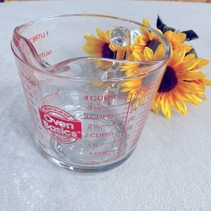 New Anchor Hocking Oven Originals 4 Red Cup Measuring - 32oz - 1 Quart !